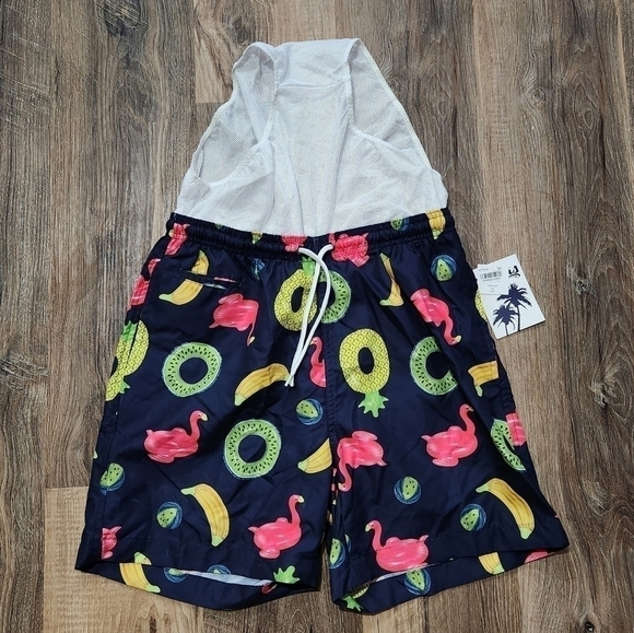 Macy's Trunks Surf & Swim Co Navy Blue Pool Float Beach Wear Trunks Small NWT - Picture 13 of 16